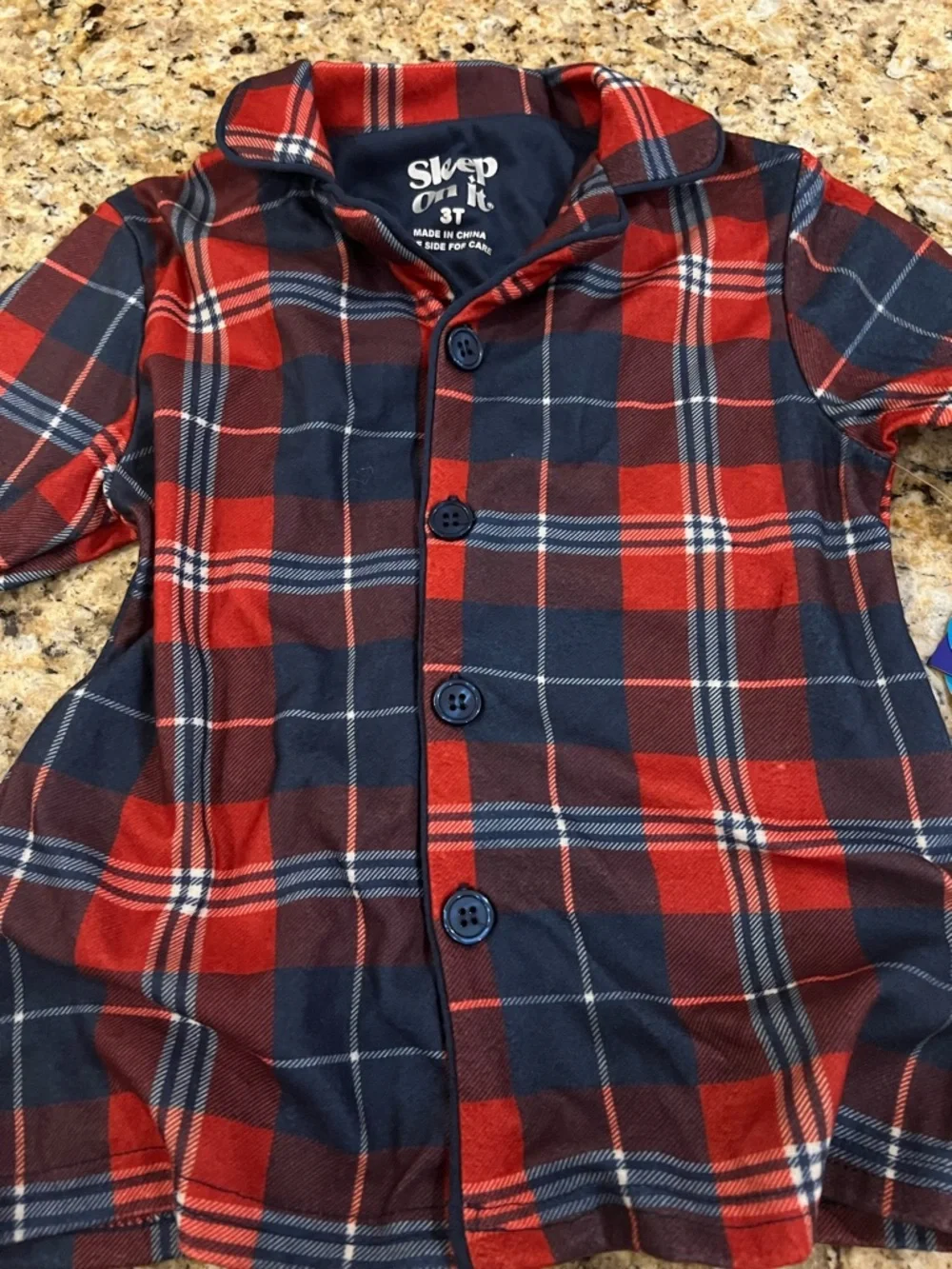 New - Sleep On It Red & Navy Plaid Kids Pajama Set | Size 3T
